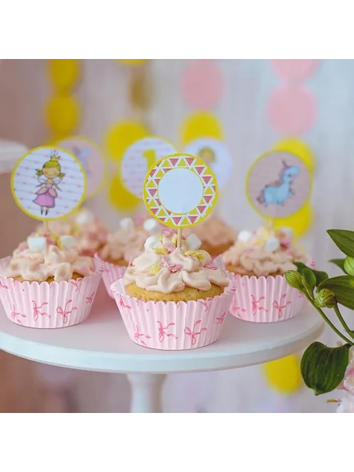 Нет бренда Вкладыши для кексов с бантом, Cake set A, розовый, фото 4