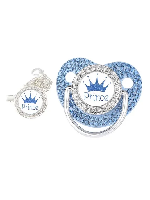 Bratyeessi Силиконовая соска "Prince" с цепочкой, Blue silver, синий