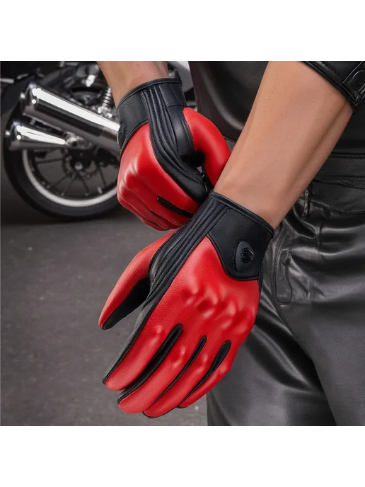 MOGEBIKE Винтажные мотоциклетные перчатки из козьей кожи, летние мужс, красный, фото 7