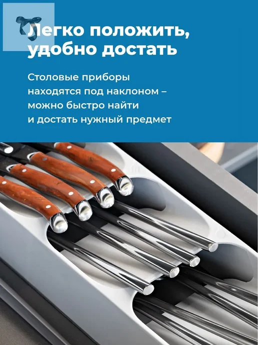 Лоток органайзер для столовых приборов 39.5х11 см, 39.5x11 см, фото 4
