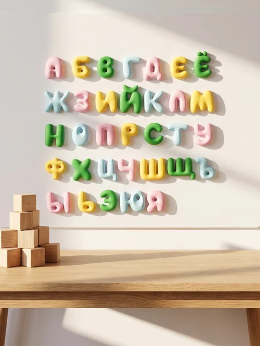Алфавит, набор русских букв, Объемные буквы,7см, голубой, фото 6