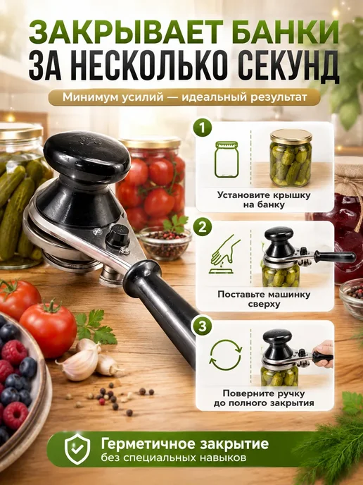 Мо и ника 6 Машинка закаточная для банок полуавтомат ключ, черный, фото 2