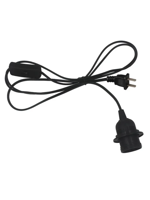 Ligghig Черный кабель для лампы с выключателем E27, 1.8 м, US Plug, 1,8 м