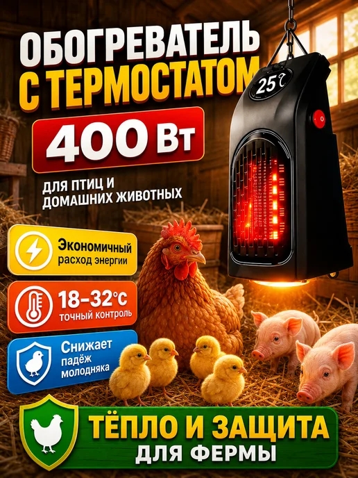 Лампа в курятник для обогрева с таймером, вариант