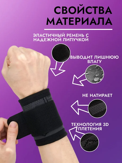 Бандаж на запястье, напульсники на запястье, 2шт, 2 шт, фото 4
