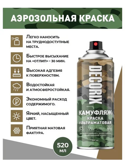 Аэрозольная светопоглощающая ультраматовая краска Decorix, зеленый, фото 4