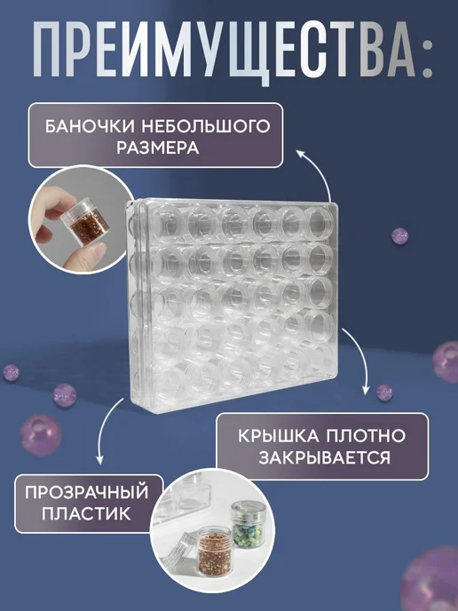 Органайзер для бисера, бусин и мелочей контейнер с 30, вариант, фото 3