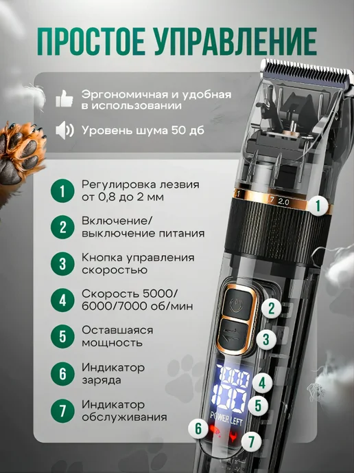 ENMY. Машинка для стрижки собак и кошек, черный, фото 5