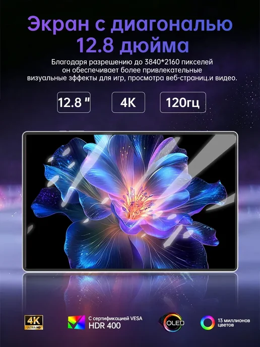 планшет 12,8″ OLED 4K—32ГБ+2ТБ, Snapdragon 8 Elite Gen 5, 32 ГБ, 2 ТБ, фото 3