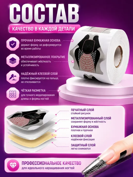 НазМолл Формы для моделирования ногтей 300 шт, 300 шт, фото 2