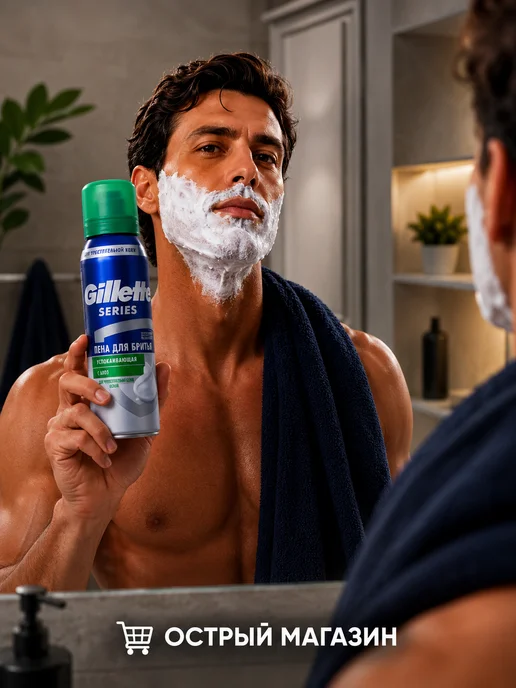GILLETTE Пена для бритья Успокаивающая с Алоэ 200 мл, 200 мл, фото 3