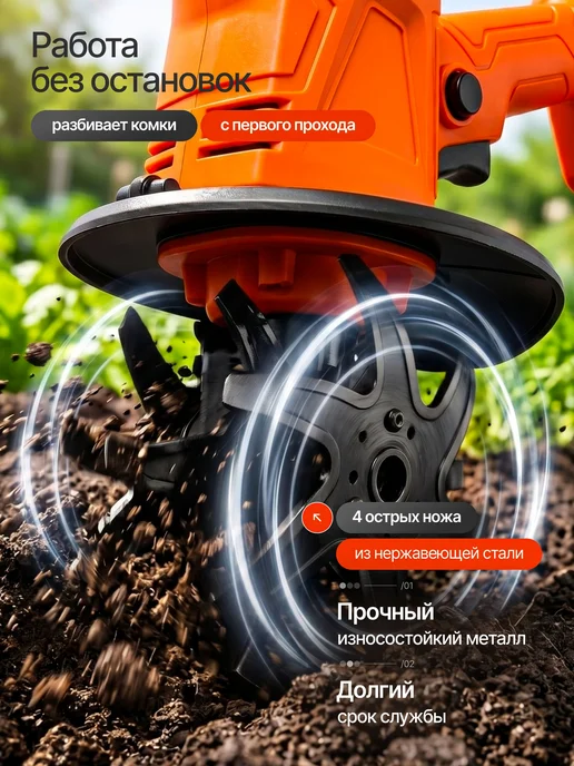 Культиватор аккумуляторный садовый ручной, черный, фото 4