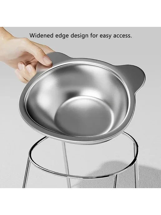 Нет бренда Приподнятая миска для кошек из нержавеющей стали 1pc Bowl, белый, фото 4