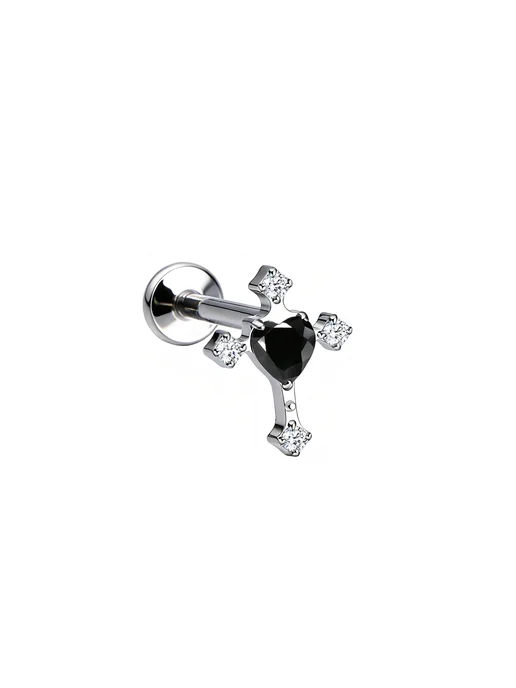 RAYAHJ Серьги-крестики из титана 16G с сердечком из циркония, 16 г