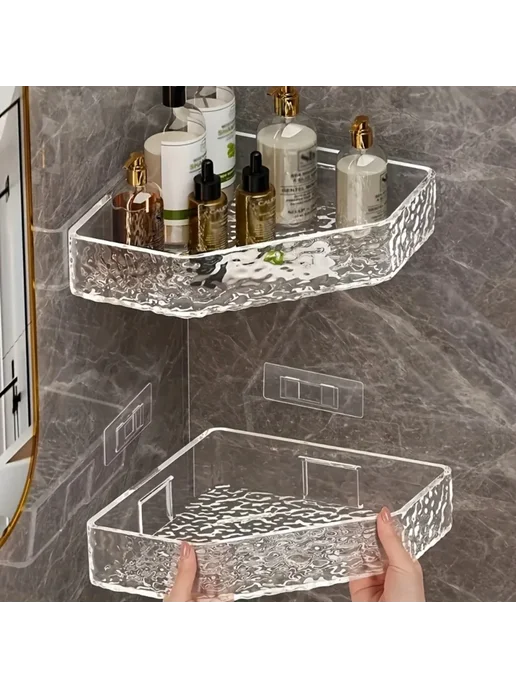 Cxbfg Угловая полка для ванной, 32x32x5.4 см, Цвет 1PC Clear Grey, 32x32x5.4 см, фото 6