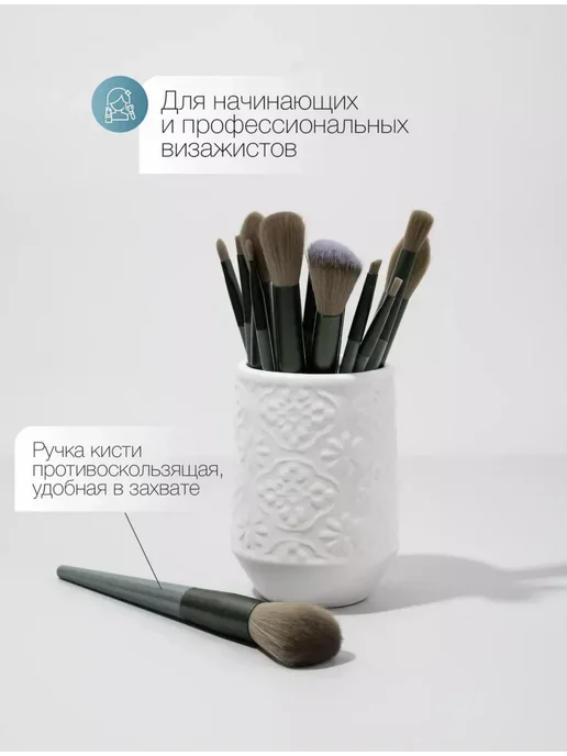 Кисти для макияжа набор, черный, фото 4