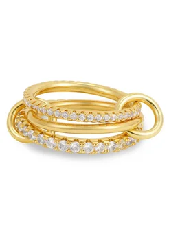 SLOONGJEWELRY Многослойные позолоченные кольца с цирконами