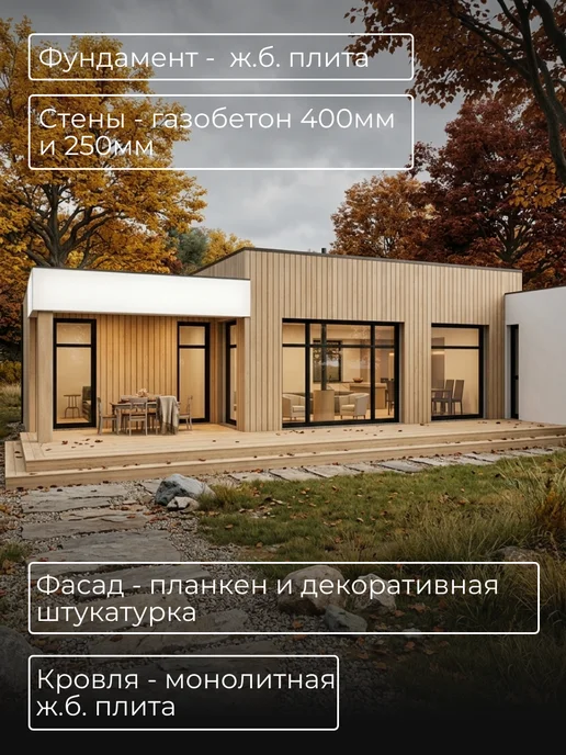 Хородом Проект одноэтажного дома из газобетонного блока 224 м2, вариант, фото 6