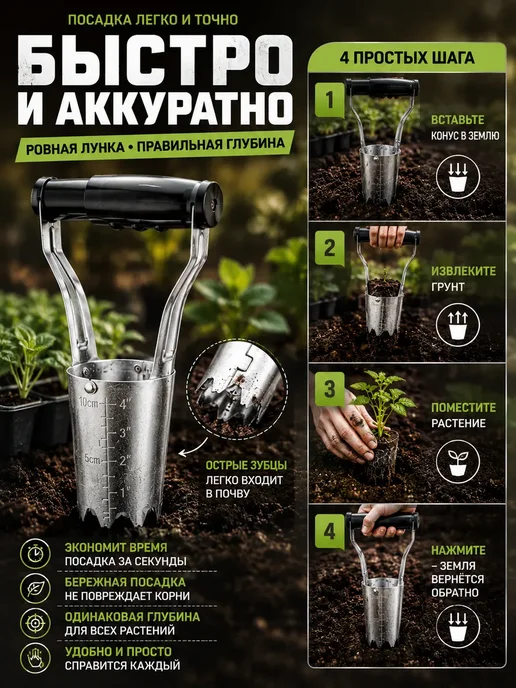 MissX Сажалка для луковиц посадочный конус для рассады, Сажалка, фото 2