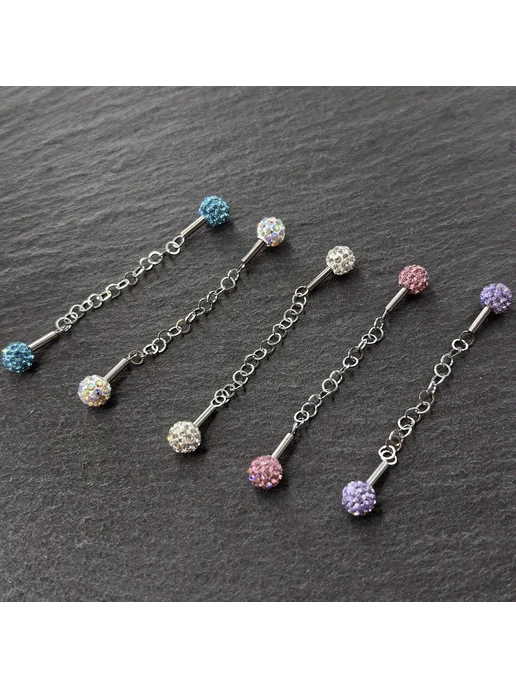 Нет бренда Промышленная штанга для пирсинга, Light Blue CZ, голубой, фото 2