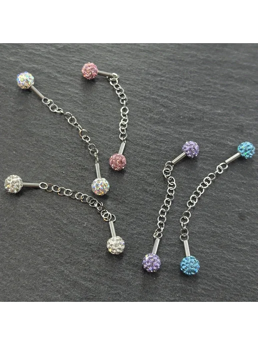 Нет бренда Промышленная штанга для пирсинга, Light Blue CZ, голубой, фото 4