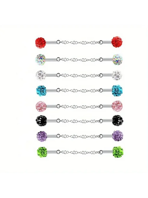 Нет бренда Промышленная штанга для пирсинга, Light Blue CZ, голубой, фото 6