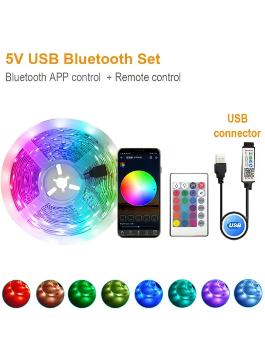 NIMIMOON RGB лента светодиодная Bluetooth 5V USB, 5M, вариант