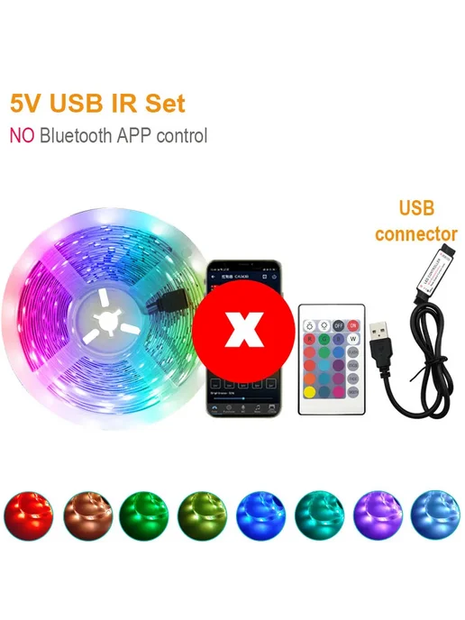 NIMIMOON RGB Светодиодная лента Bluetooth 5-30м для декора 5V USB IR, 30 м