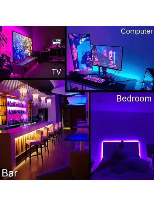NIMIMOON RGB Светодиодная лента Bluetooth 5-30м для декора 5V USB IR, 30 м, фото 3