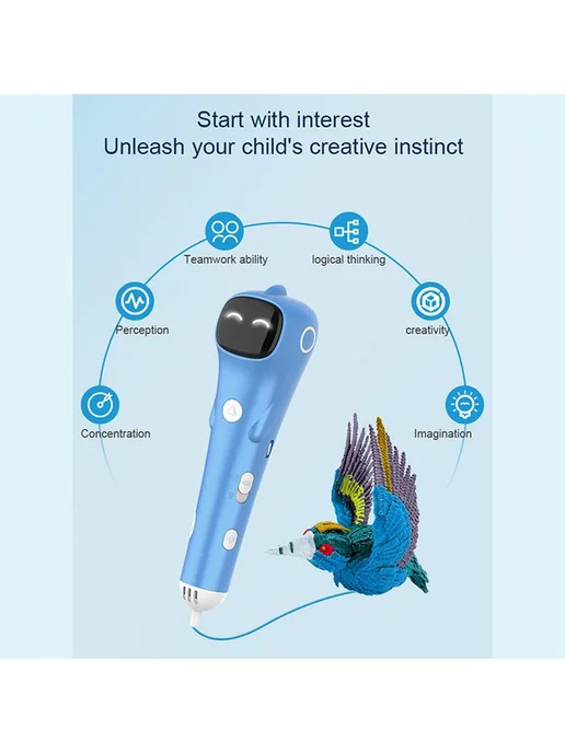 Нет бренда Greentiger 3D-ручка для рисования PCL Синий, Blue, Blue-PCL-5m10color, фото 7