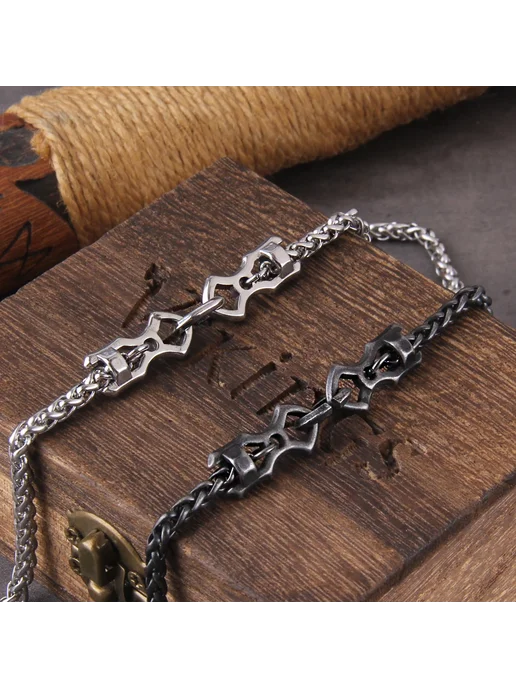 Vikings Jewelry Серые цепочки из нержавеющей стали 50см, серый, фото 6