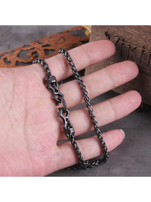 Vikings Jewelry Серебристо-черная цепочка из нержавеющей стали Vikings Jewel, черный