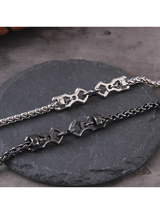 Vikings Jewelry Серебристо-черная цепочка из нержавеющей стали Vikings Jewel, черный, фото 3
