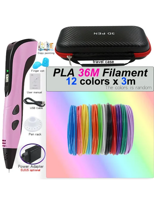 TOBIOPFK 3D-ручка Pink, 36M PLA, ЕС, розовый