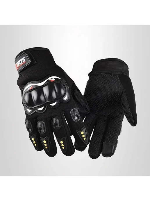 HKXY GLOVES Мужские мотоперчатки черные, защитные, летние, черный, фото 6