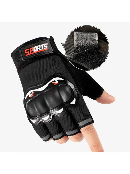 HKXY GLOVES Мужские мотоперчатки черные, защитные, летние, черный, фото 7