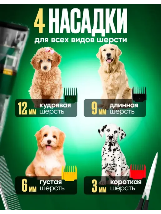 Мощная машинка для стрижки собак и кошек безопасная, зеленый, фото 2