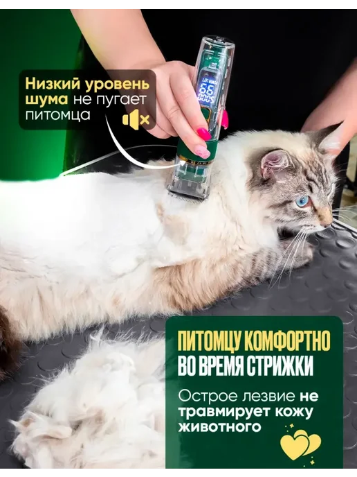 Мощная машинка для стрижки собак и кошек безопасная, зеленый, фото 5
