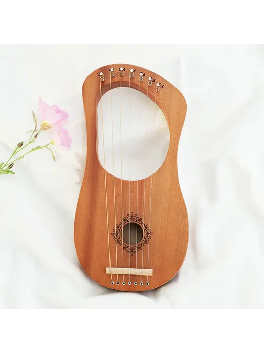 Нет бренда Портативная арфа из красного дерева 16 струн B118 7 string, красный