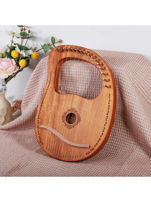 Нет бренда Портативная арфа из красного дерева 16 струн B118 7 string, красный, фото 2