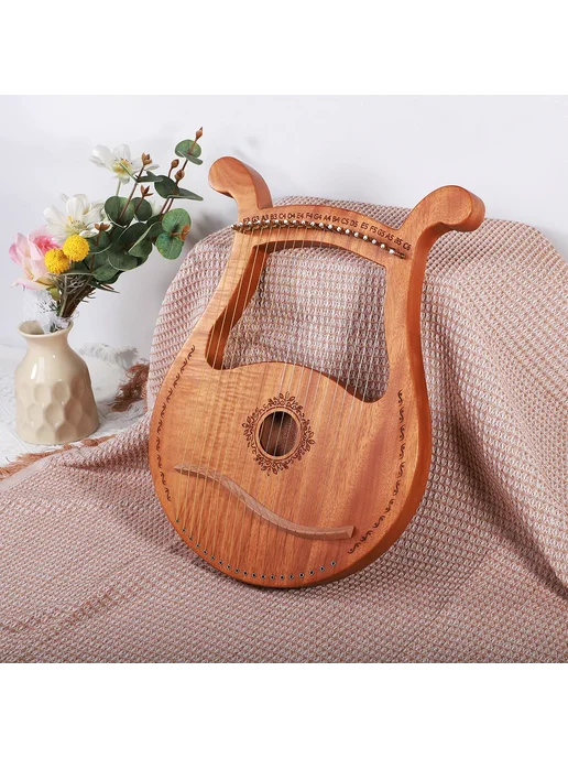 Нет бренда Портативная арфа из красного дерева 16 струн B118 7 string, красный, фото 5