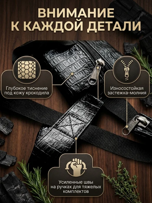 КМВ сумка чехол для шампуров на молнии из экокожи, черный, фото 4