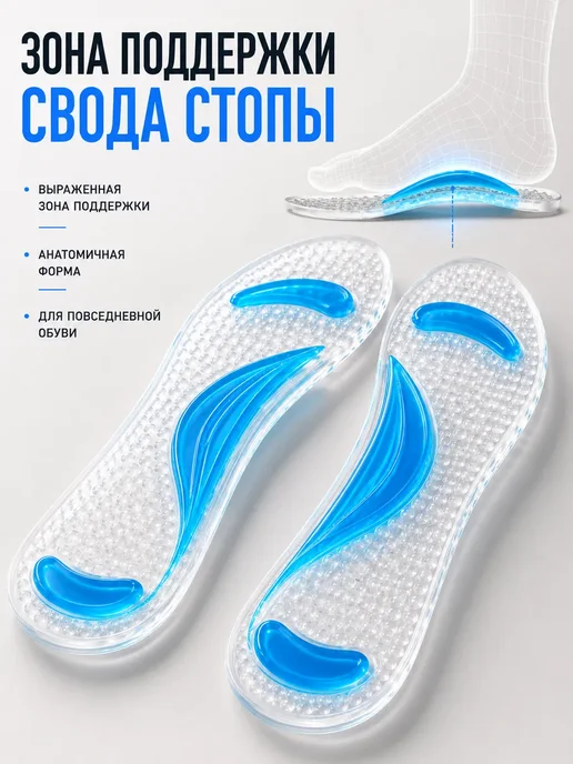 VASLINA Гелевые массажные стельки для комфорта при ходьбе, 2 шт, фото 3