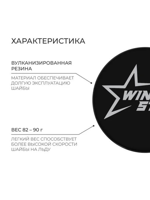 WINTER STAR Хоккейная шайба детская, диам. 6 см, черный, фото 2