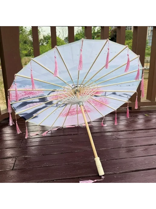 Нет бренда Зонт из бумаги 70cm 24к Массивная древесина, красный, фото 4
