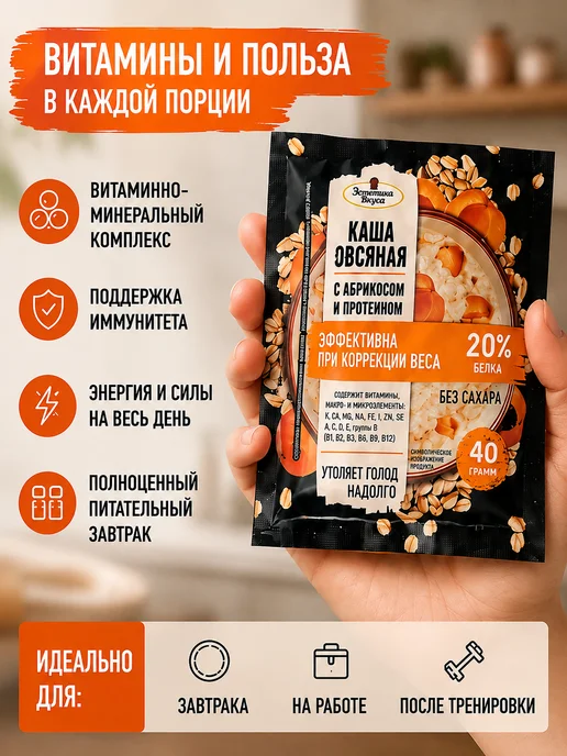 Эстетика вкуса Каша овсяная с клубникой и протеином 3 шт по 40 грамм, вариант, фото 3