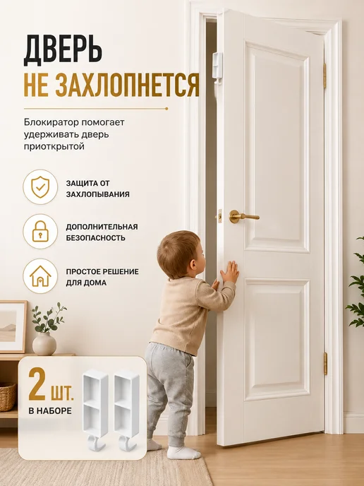 МИР ДЕТСТВА Блокиратор стоппер от детей для двери, белый, фото 2