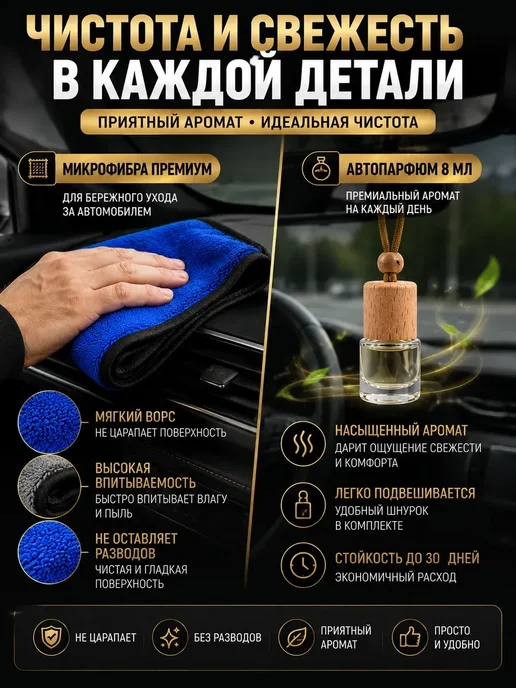 ARVION 2 Автопарфюм в машину набор с микрофиброй, вариант, фото 3