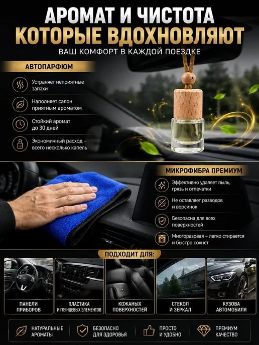 ARVION 2 Автопарфюм в машину набор с микрофиброй, вариант, фото 5