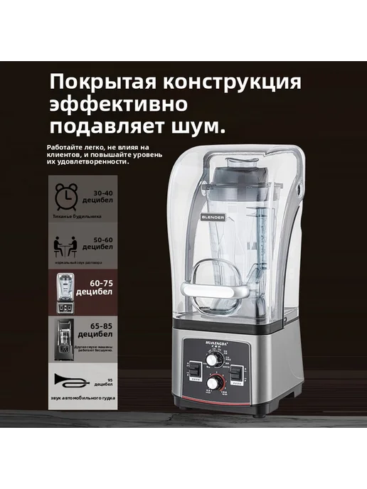 Бесшумный коммерческий блендер 3 л для соков и соевого молок, 3 л, фото 2